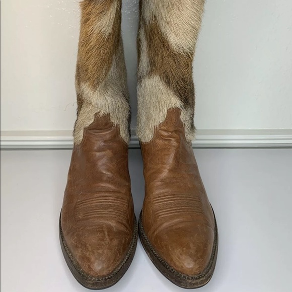 J.B. Hill Painted Roo Boots Calf Top Brown Leather - Picture 2 of 12
